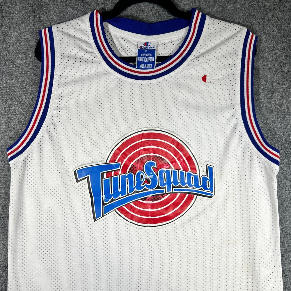 Vintage 90s Champion Tune Squad Taz Space Jam Basketball Jersey White XL
